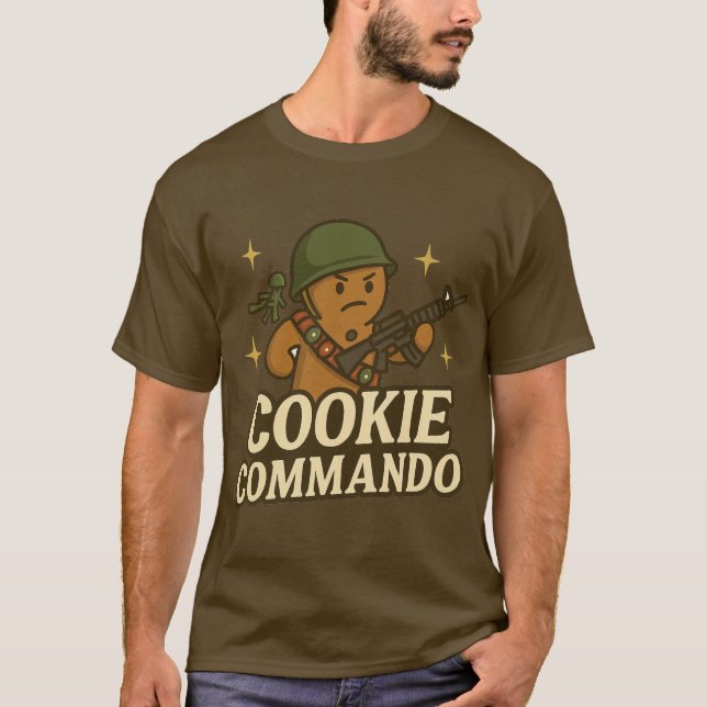 T-Shirt Cookie Commando – Green Helmet Edition (Framsida)