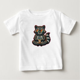 T-Shirt Cool Raccoon Dricker Oatmjölk Iced Coffee