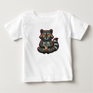 T-Shirt Cool Raccoon Dricker Oatmjölk Iced Coffee