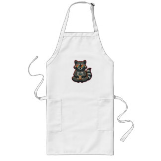 T-Shirt Cool Raccoon Dricker Oatmjölk Iced Coffee Långt Förkläde