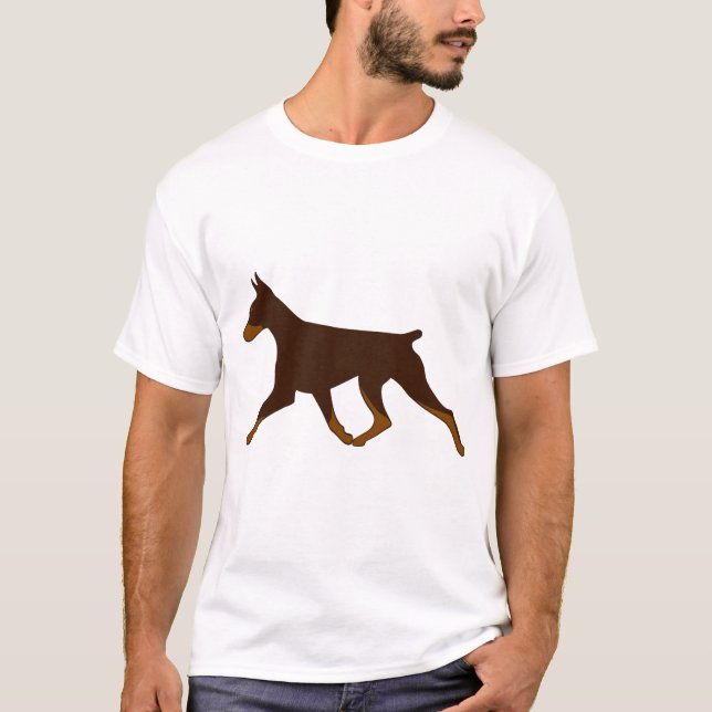 T-shirt - Cropping Doberman Gaiting in Red and Rus (Framsida)