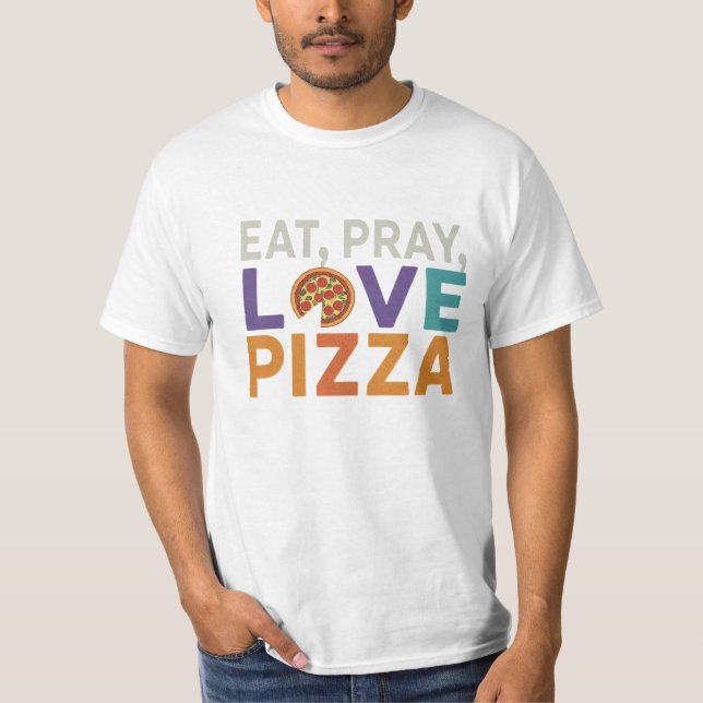T-shirt-design: ät för kärlek pizza t shirt (Framsida)