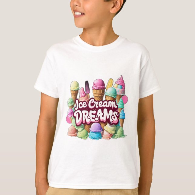 T-shirt-design av "Ice Cream Dreams"-för barn T Shirt (Framsida)