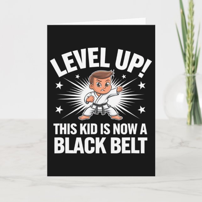 T-shirt design för barn karateuniform svart bälte kort (Framsida)