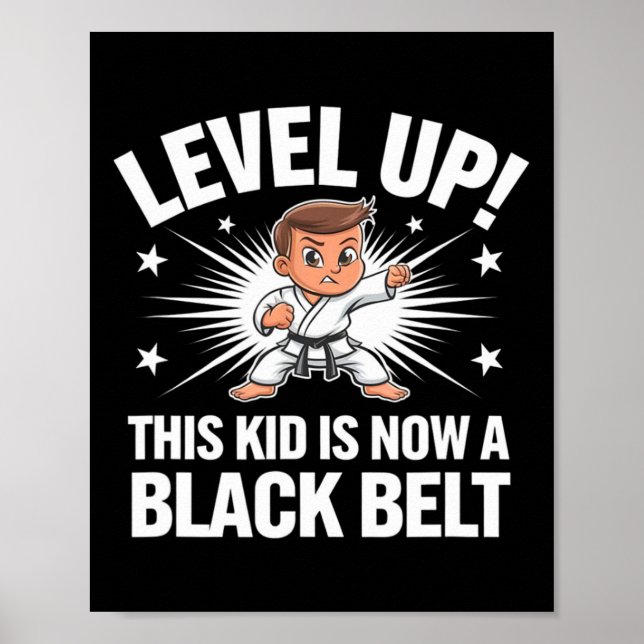 T-shirt design för barn karateuniform svart bälte poster (Framsidan)