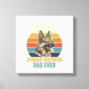 T-Shirt Design för Pappa med Tysk Shepherd och Vin Canvastryck