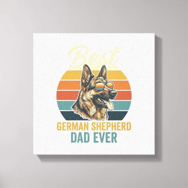 T-Shirt Design för Pappa med Tysk Shepherd och Vin Canvastryck (Framsida)