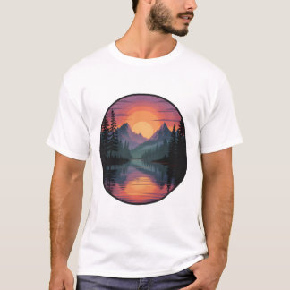 T-shirt-design med naturscen för bergssolnedgång t shirt