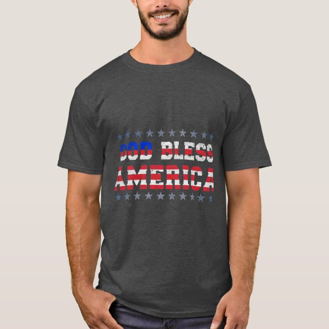 T-shirt-design med texten "Välsigna dig America". T Shirt (Framsida)