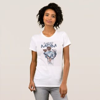T-shirt-design Super Mamma Vattenfärg Illustration T Shirt
