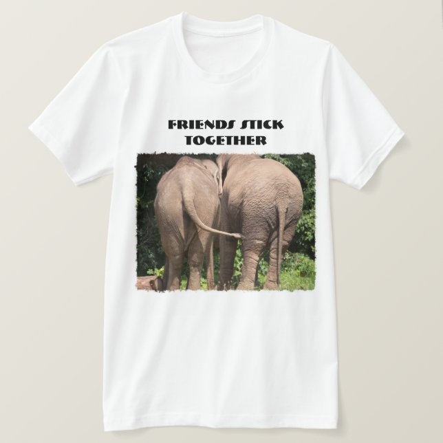 T-Shirt Elefanter Håller Sammankompisar (Design framsida)