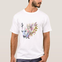 T-Shirt Elegant Botanisk Blomma & Löv Konst