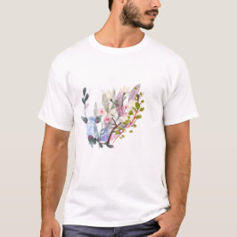 T-Shirt Elegant Botanisk Blomma & Löv Konst