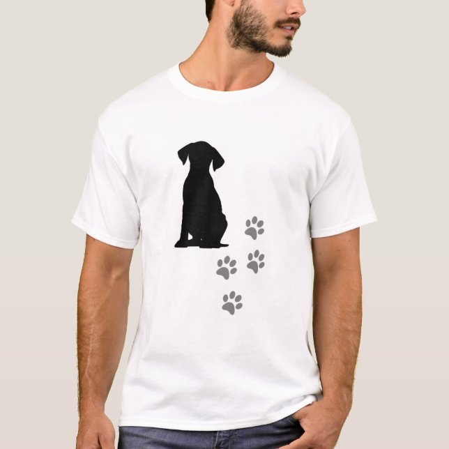 T-Shirt Empreintes de Pattes & Chien Mignon – Dog  (Framsida)