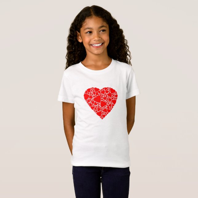 T-shirt en jersey fin, Blanc avec coeur rouge (Hel framsida)