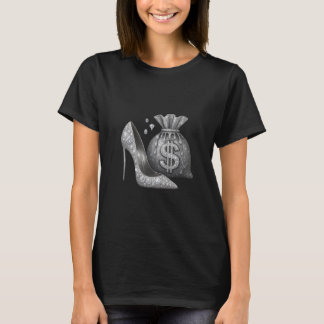 T-shirt femme chic – Escarpin argenté scintillant