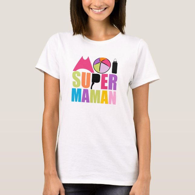 T-Shirt Femme - Logo Moi Super Maman Rose (Framsida)