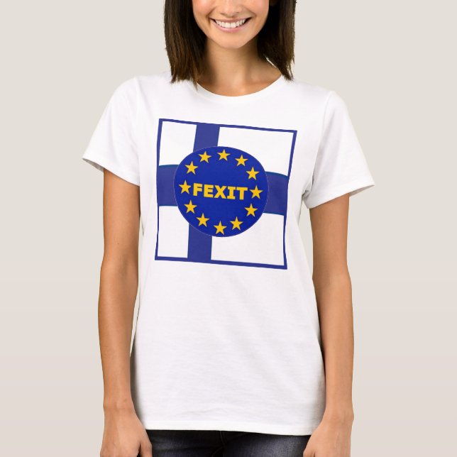 T-Shirt Finland Flagga EU Fexit (Framsida)