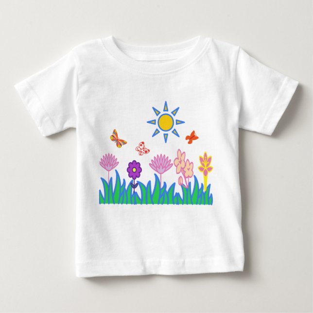 T shirt flores mariposas sol naturaleza Camiceta (Framsida)