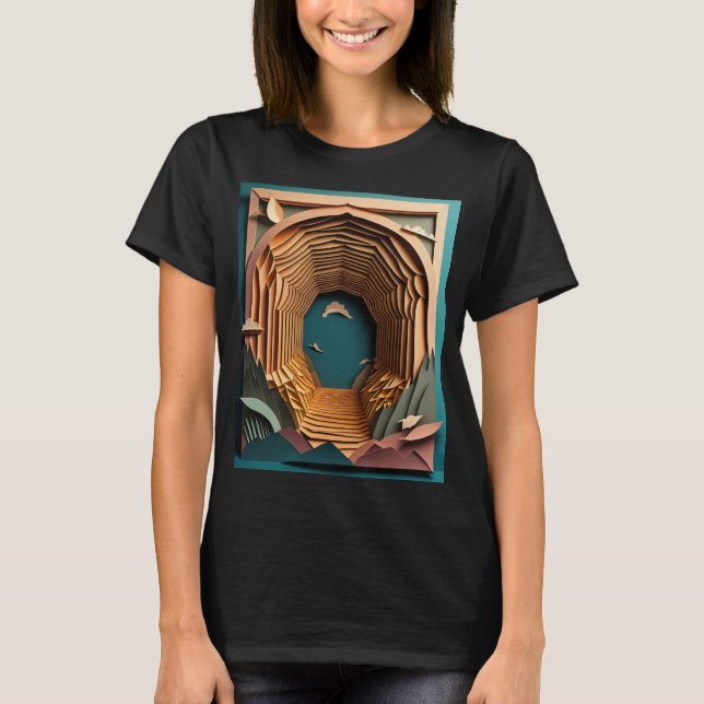 T-shirt för 3D-Papper konstdesign (Framsida)