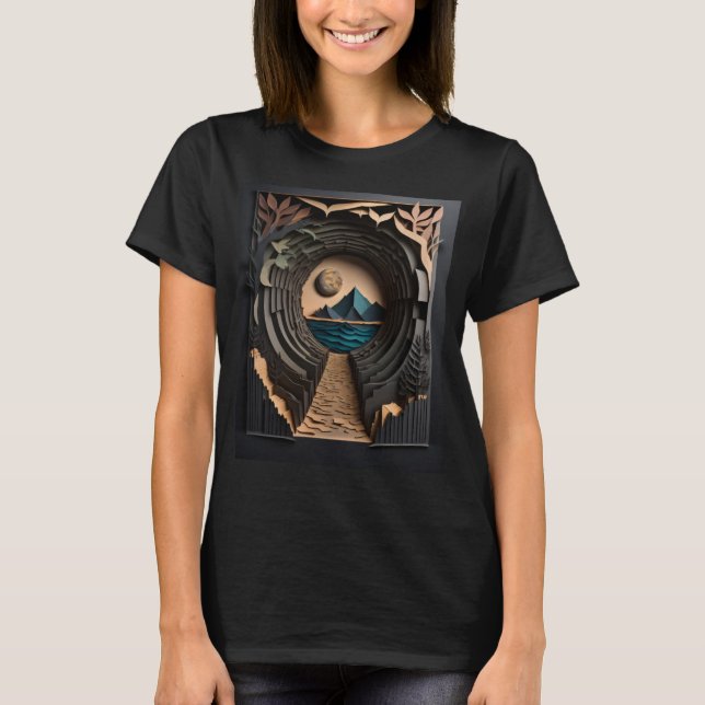 T-shirt för 3D-Papper konstdesign (Framsida)
