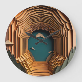 T-shirt för 3D-Papper konstdesign Stor Klocka