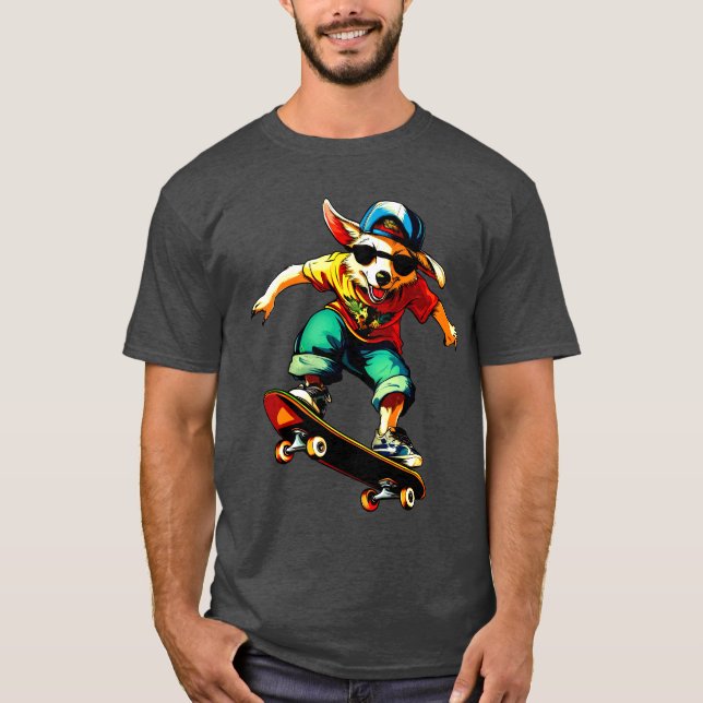 T-shirt för Australian Shepherd Skateboard (Framsida)
