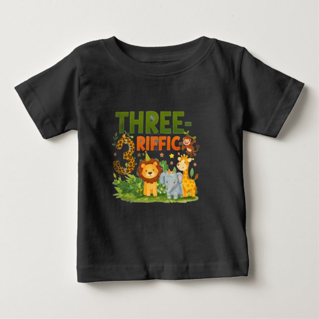 T-shirt för barn 3-års födelsedagsdjungelsafari (Framsida)