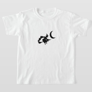 T-shirt för barn - Häxa på kvast med spindel på ry