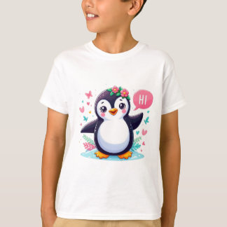 T-shirt för barn med Cute Penguin Skriv ut