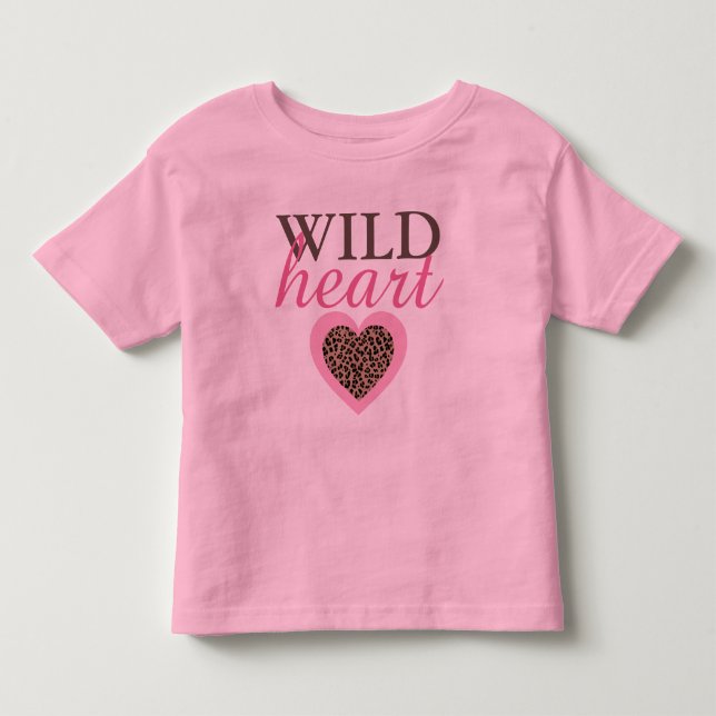 T-shirt för barn med vildhjärta leopard och rosa (Framsida)