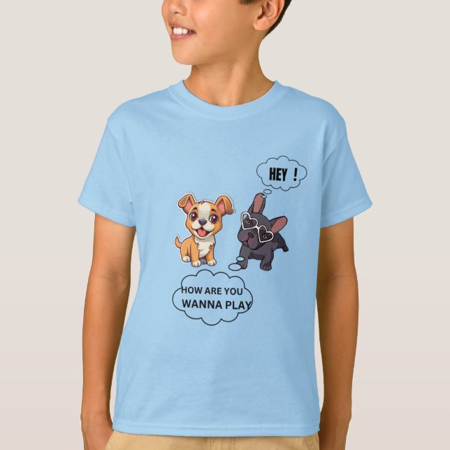 T-shirt för barn två valpkamrater pratar (Framsida)