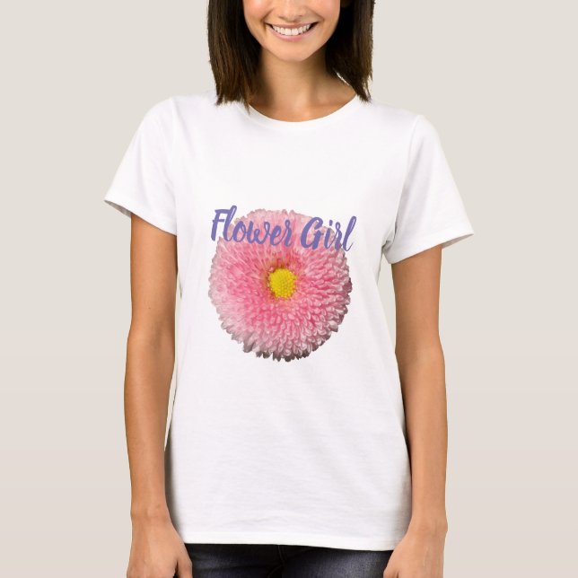 T-shirt för blommflicka med tusenskönasblomning (Framsida)