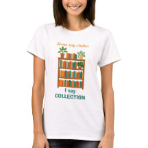T-shirt för bokälskare, humoristisk bokhylla-tecke