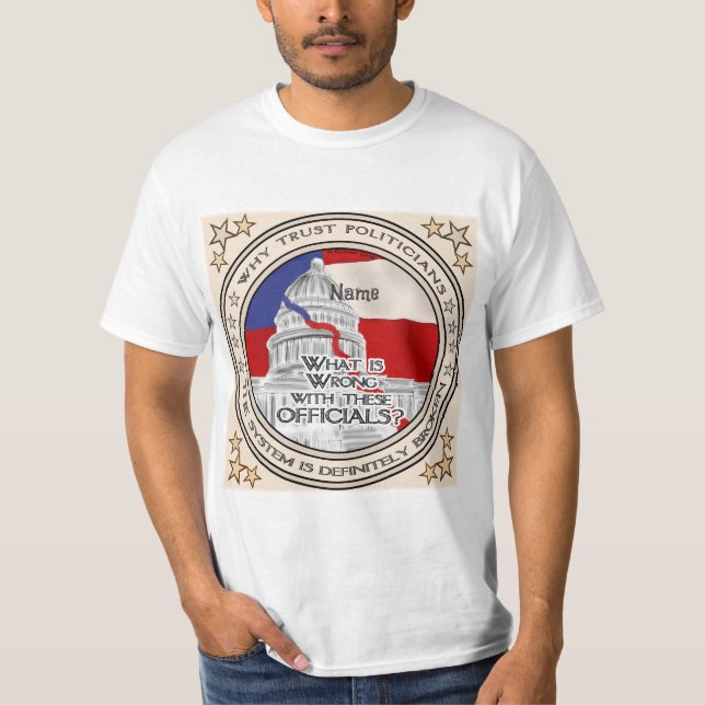 T-shirt för brutet politiskt system (Framsida)