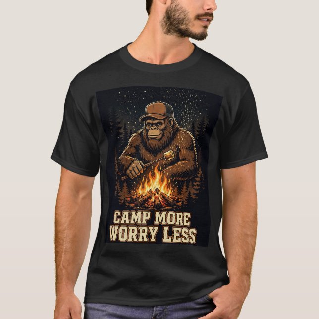 T-shirt för campa mer och oroa dig mindre (Framsida)