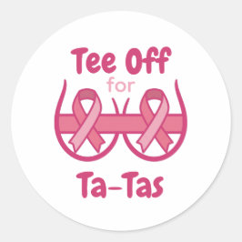 T-Shirt för Cancer Medvetenhet Rosa Tee Off Ta-Tas Runt Klistermärke