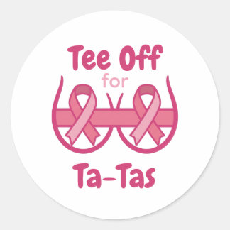 T-Shirt för Cancer Medvetenhet Rosa Tee Off Ta-Tas Runt Klistermärke