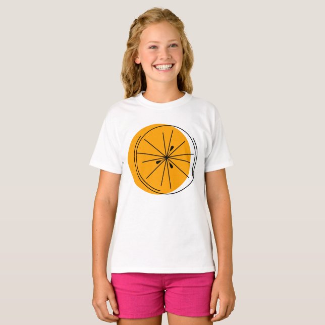 T-shirt för Citrus Orange-flickor (Hel framsida)
