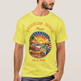 T-shirt för familjefest i färgglada mönster