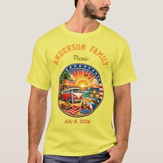 T-shirt för familjefest i färgglada mönster (Framsida)