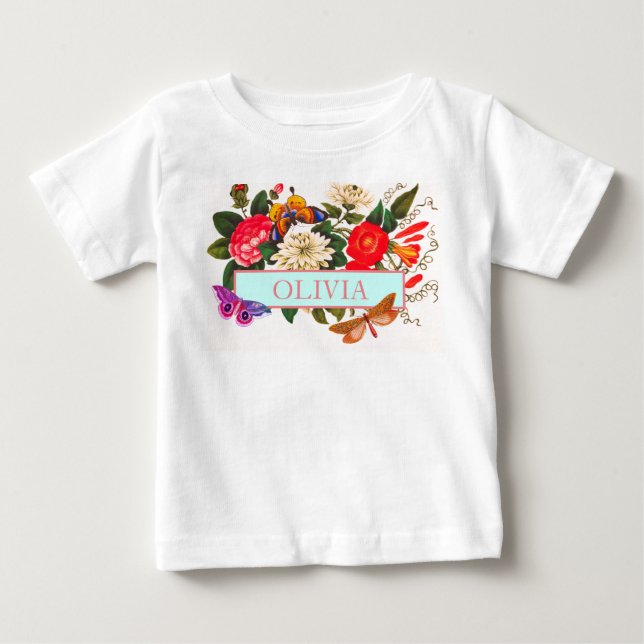 T-Shirt FOR FLICKA DIY NAMN JAPANESE FLOWERS (Framsida)
