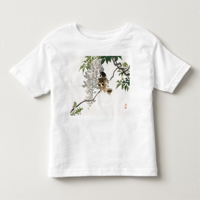 T-SHIRT FÖR Flicka MED EGET NAMN JAPANSK FÅGEL (Framsida)