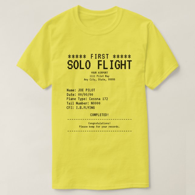 T-shirt för första soloflygning (Design framsida)