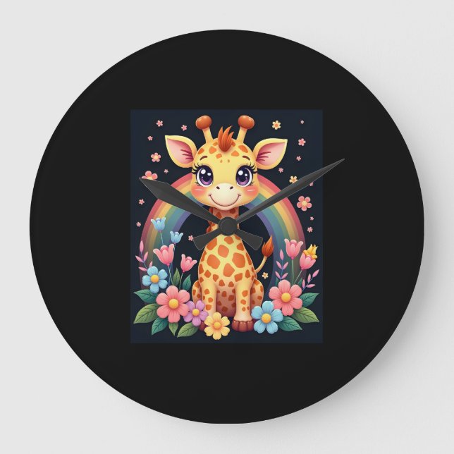 T-Shirt för giraffälskare Stor Klocka (Framsida)