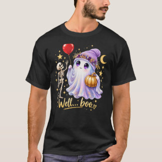 T-Shirt för Halloween med Skelett och Spökis