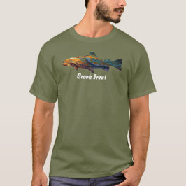 T-Shirt för herrar med Brook Forell Flugfiske