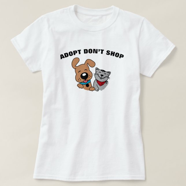 T-shirt för hund och katt - Adoptera, inte shoppa (Design framsida)