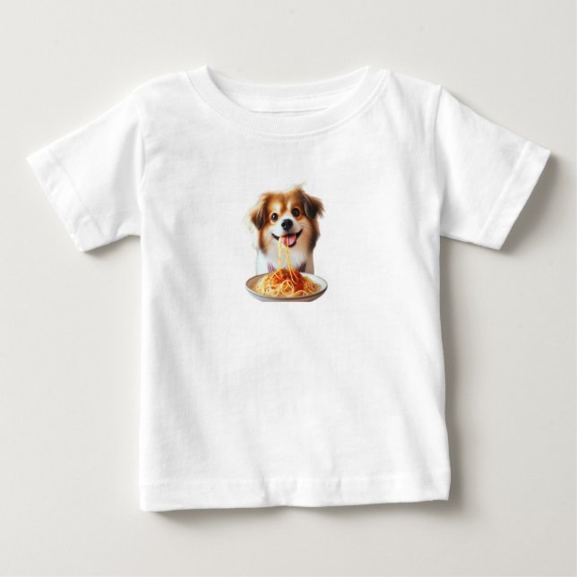 T-shirt för hundar som älskar spagetti (Framsida)