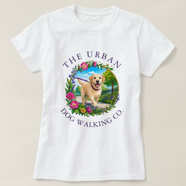 T-shirt för hundpromenadfirma med Labrador (Design framsida)